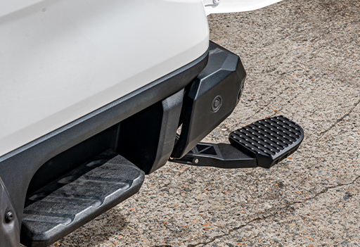 Next GEN Ranger Rear Step 7 Supreme Electric Rear Step retracted seamlessly under the Next-Gen Ranger bumper for a clean look