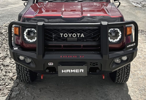 hamer king series plus bull bar toyota landcruiser 70 series 2023 to current model lc70 triple hoop protection bullbar