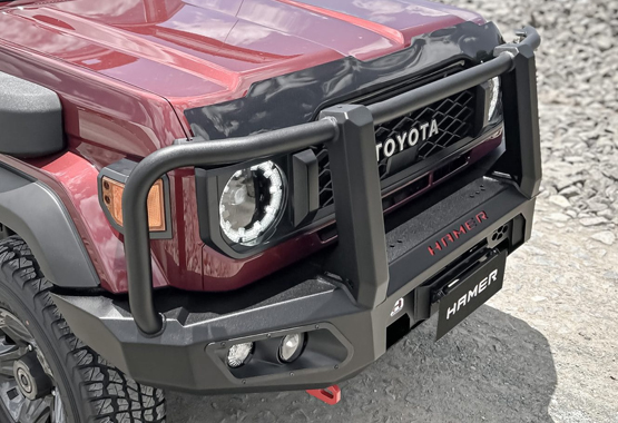hamer king series plus bull bar toyota landcruiser 70 series 2023 to current model lc70 triple hoop protection bullbar