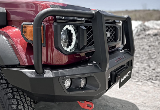 hamer king series plus bull bar toyota landcruiser 70 series 2023 to current model lc70 triple hoop protection bullbar