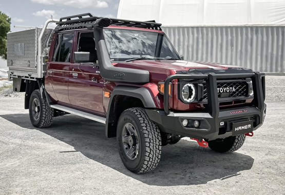 hamer king series plus bull bar toyota landcruiser 70 series 2023 to current model lc70 triple hoop protection bullbar>