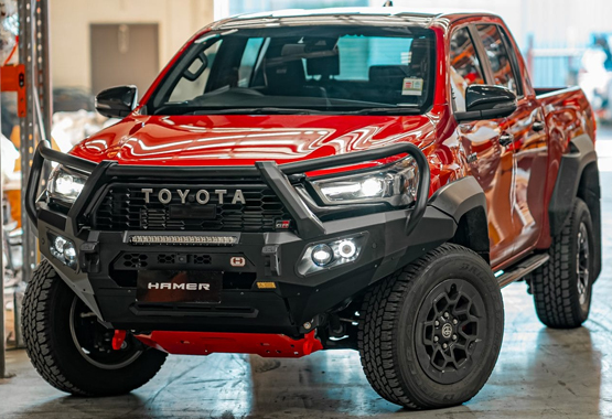 hamer king series plus bull bar toyota hilux gr 2023 to current models triple hoop protection bull bar>