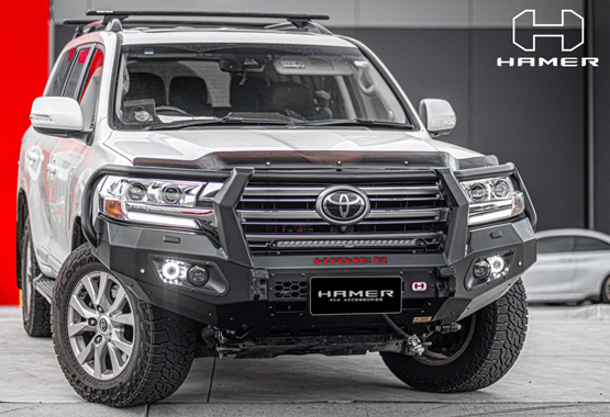 hamer king series plus bullbar toyota land cruiser 200 series 2015 to 2021 model landcruiser 200 bull bar triple hoop protection>