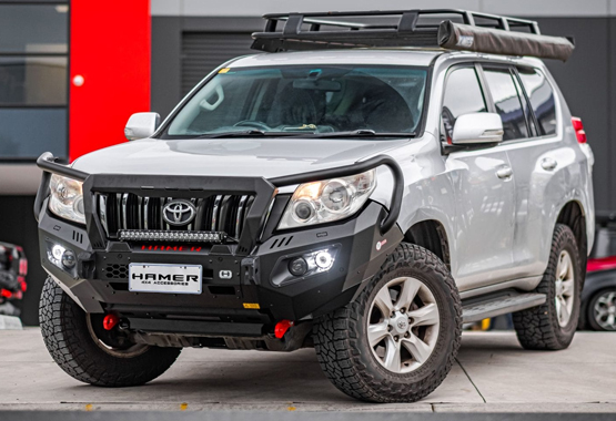hamer king series plus bull bar toyota land cruiser prado 150 series 2009 to 2013 model triple hoop protection>