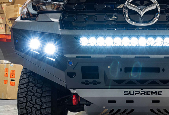 supreme bull bar x-series front bar hoopless bullbars light bar led driving lights fog lights