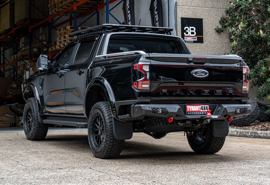 supreme rear bars steel rear protection with led reverse and indicator lights, supports factory tow bar and recovery points