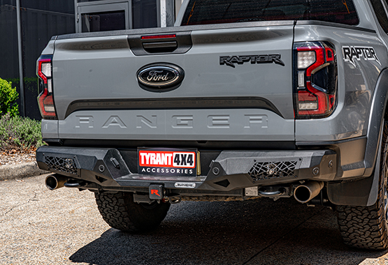 supreme rear bars steel rear protection with led reverse and indicator lights, supports factory tow bar and recovery points