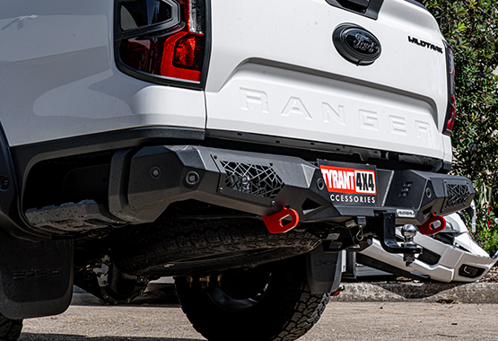 supreme rear bars steel rear protection with led reverse and indicator lights, supports factory tow bar and recovery points