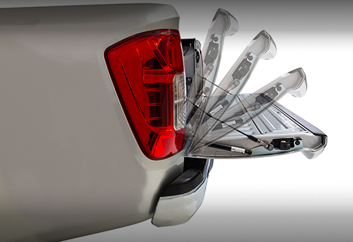 hsp tailgate assist for nissan navara np300 2015 to 2020 models dampens the load while the tailgate is declining and reduces the weight when inclining>
